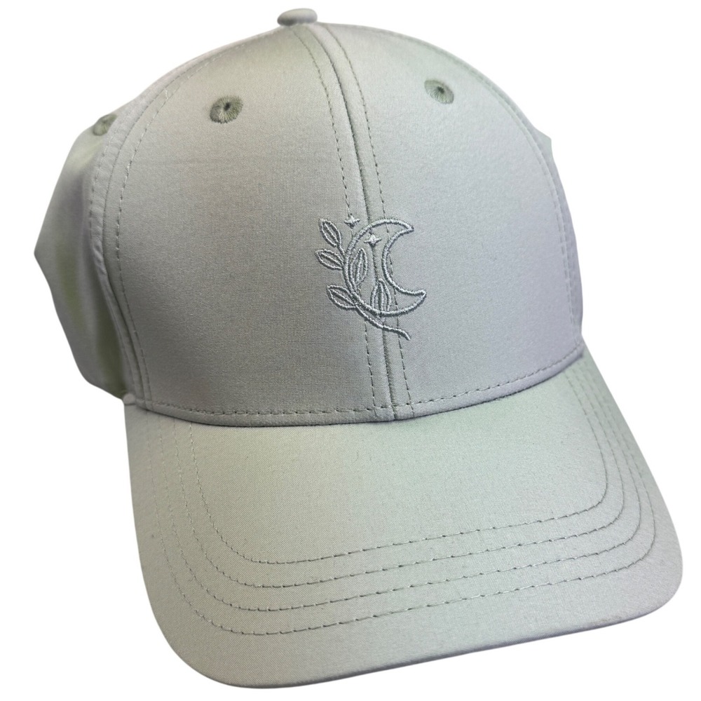 Blogilates Hat Womens Sage Green Ponytail Baseball Moon‎ Embroidery Adjustable